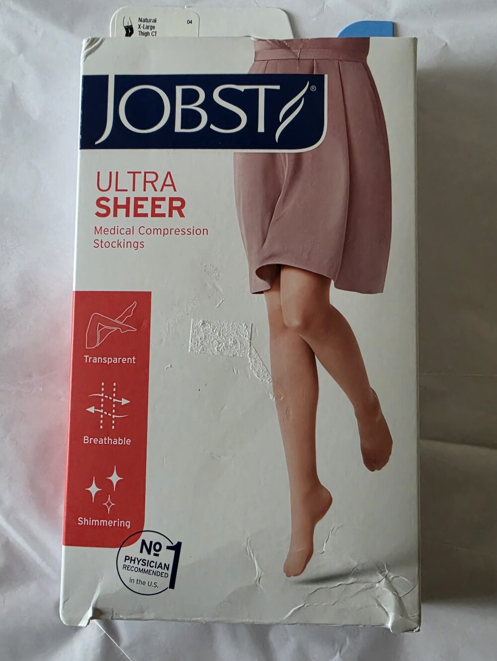 Jobst UltraSheer Medical Compression Stockings 15-20 mmHg XL Natural Beige New